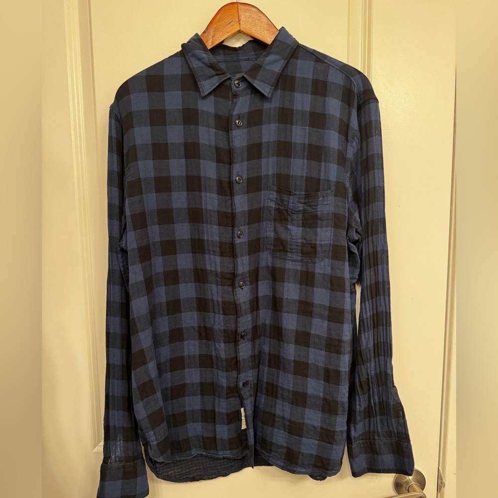 Blue and Black Checkered Men's Shirt